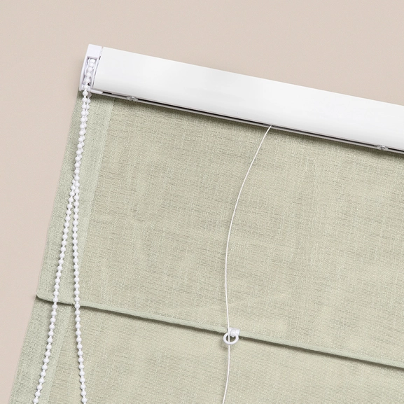 Baksidan på hissgardin med kulkedja i tyg Malva, grön