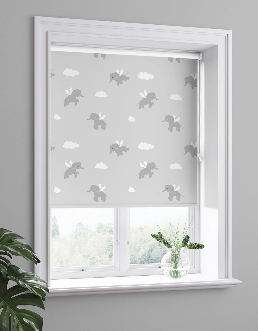 child roller blind elephant gray