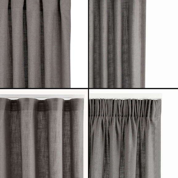 Olika upphängningssätt gardin Lina, mörkgrå