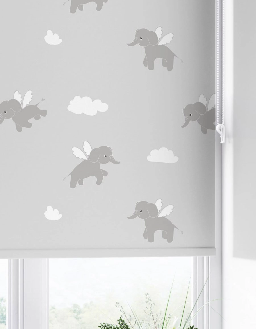 child roller blind elephant gray