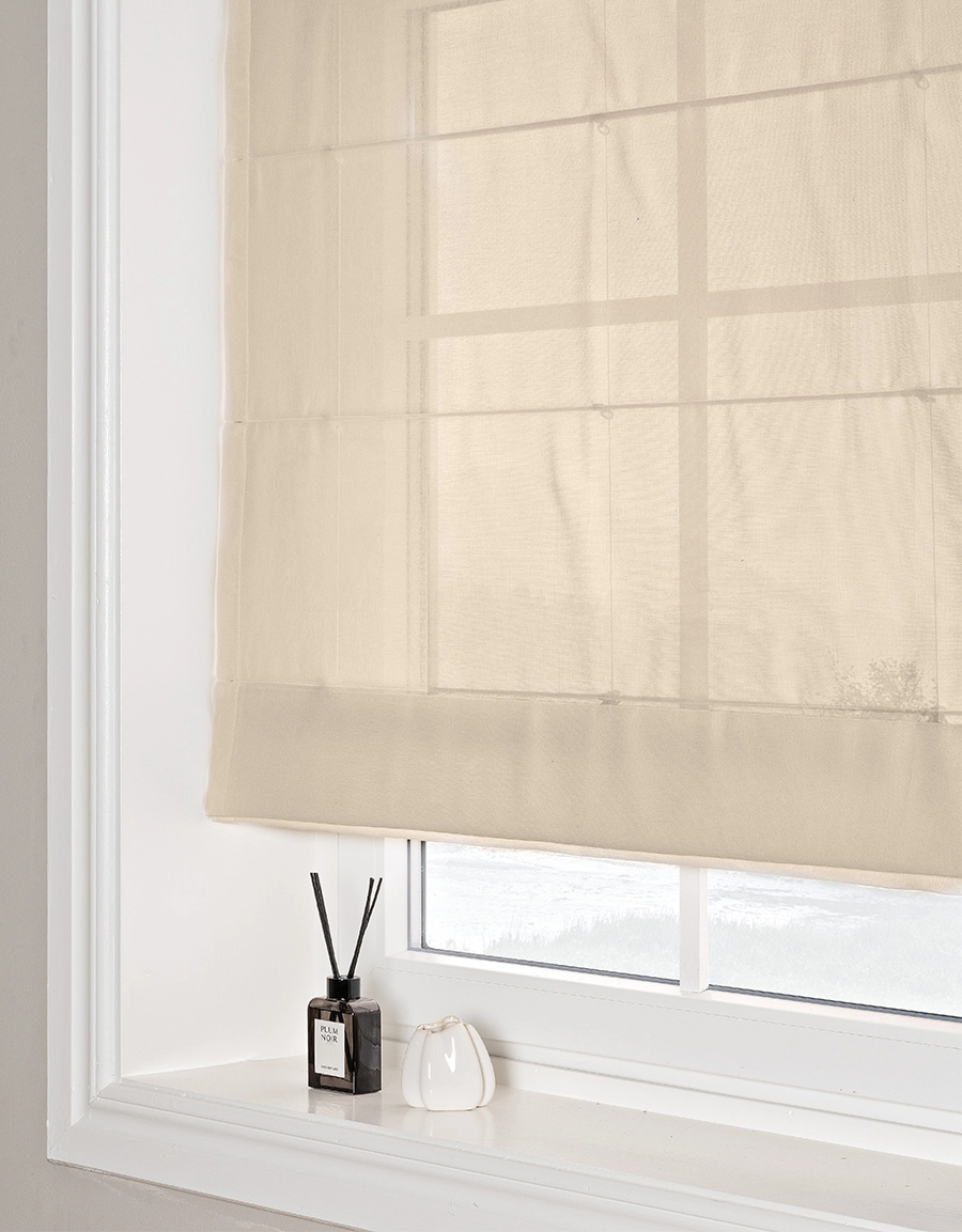 Transparent hissgardin Viska beige med lina