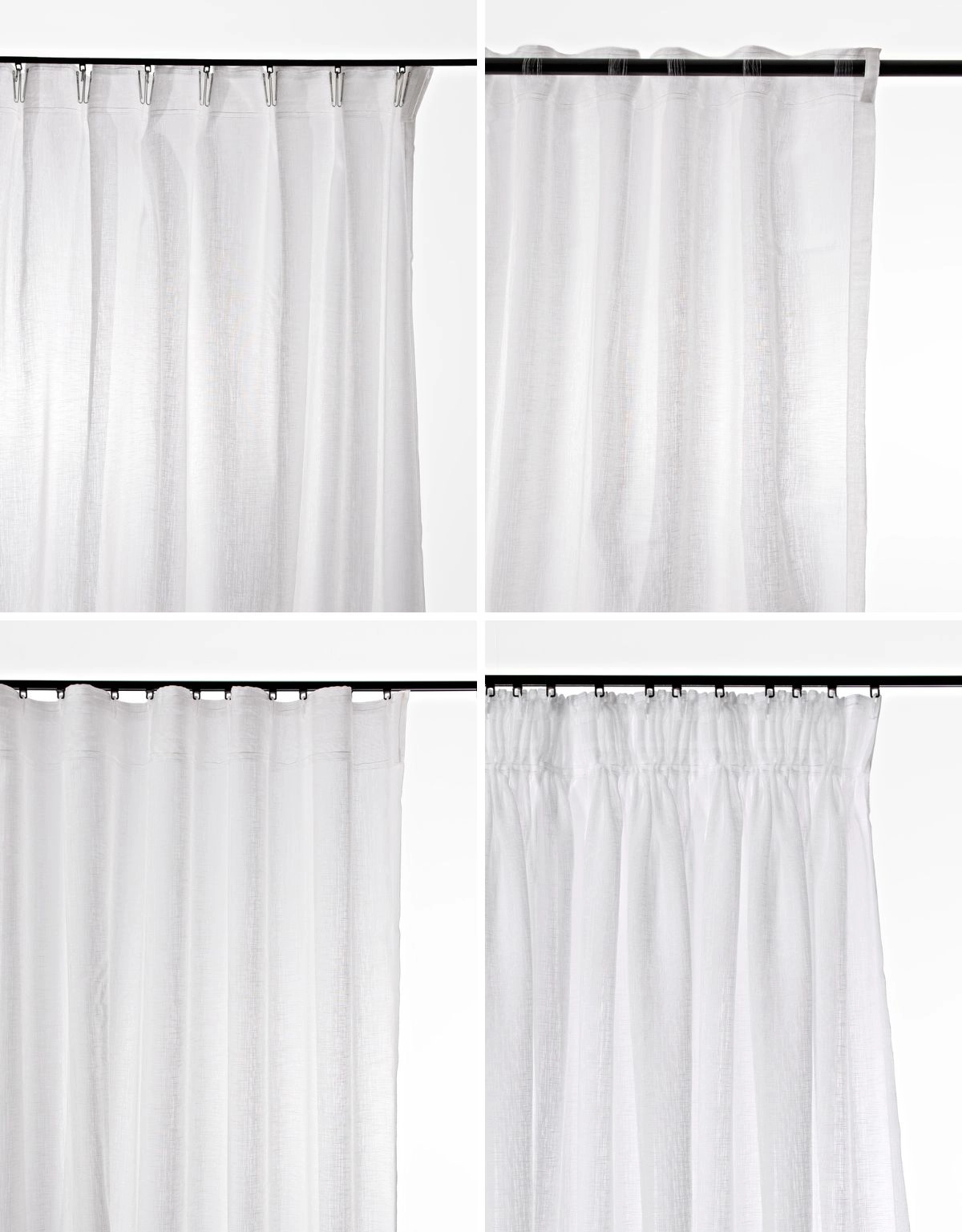 4 upphängningsätt för gardin Skimra, vit