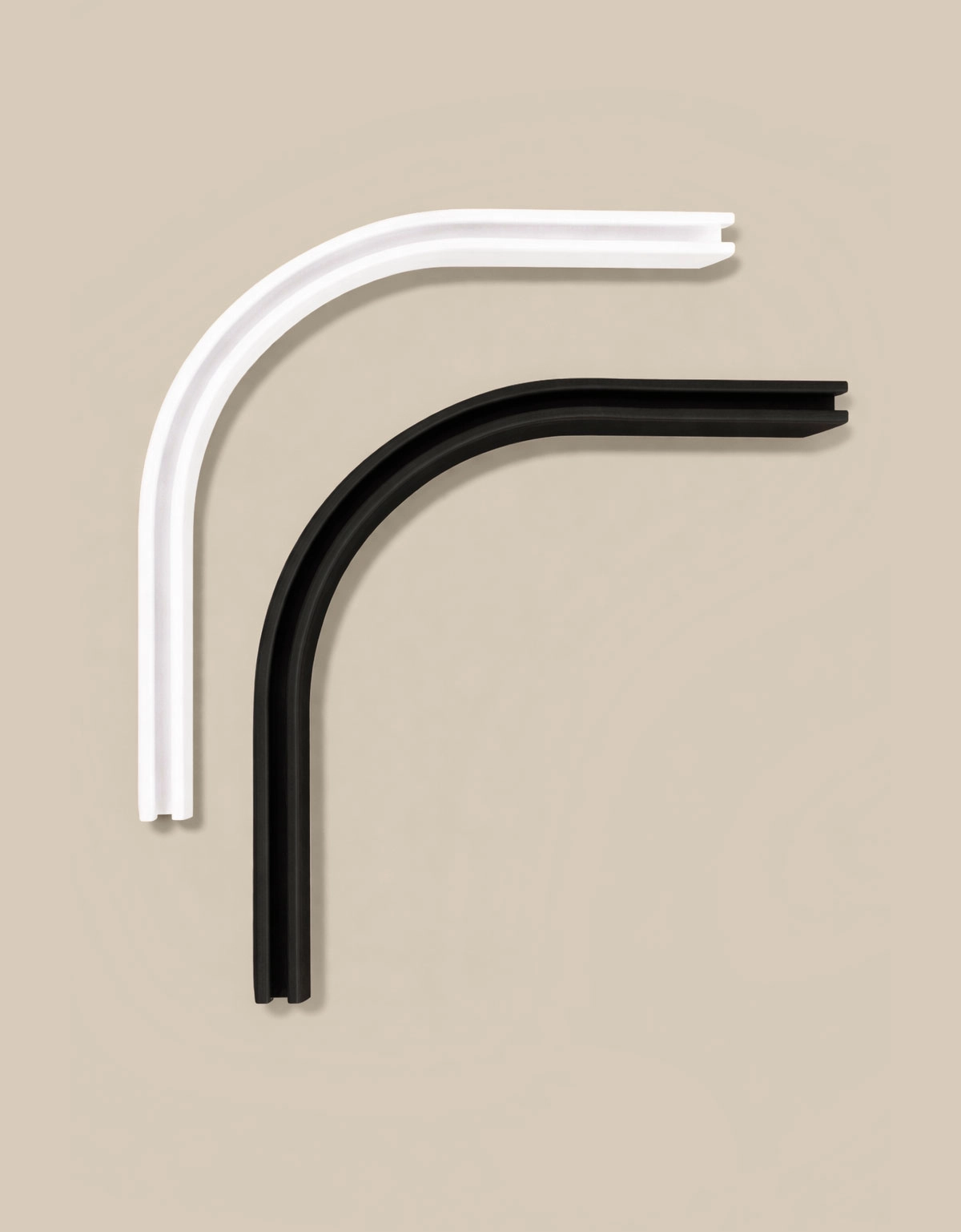 Vit och svart hörnböj till Cabinskena