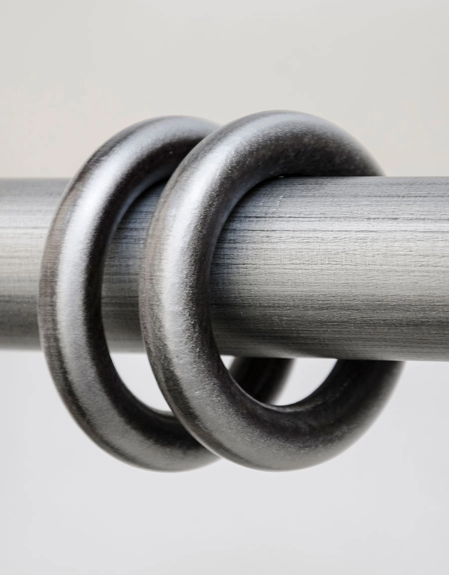 Gardinring i trä, Silver, för 50 mm stång