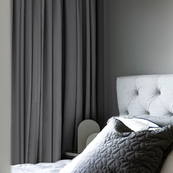 Flame retardant curtain LUTON, grey, made-to-measure