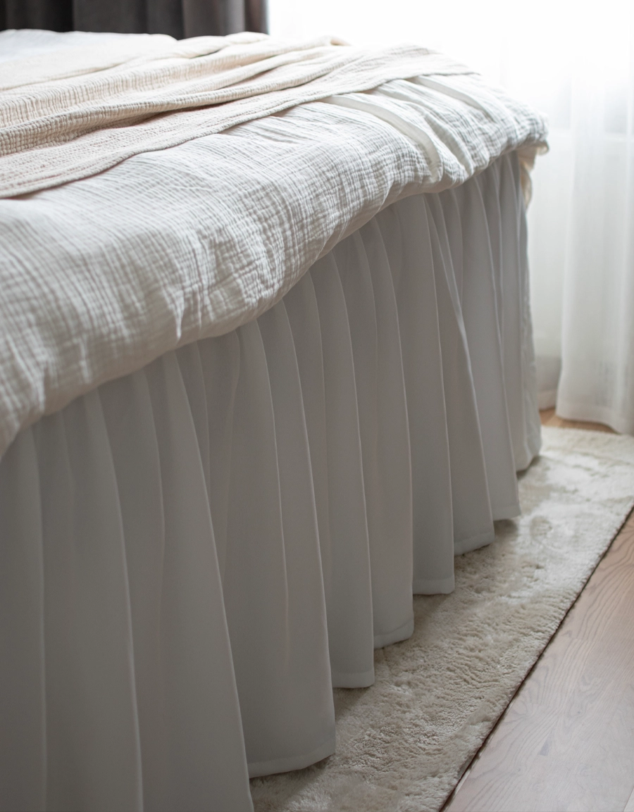 White bed skirt