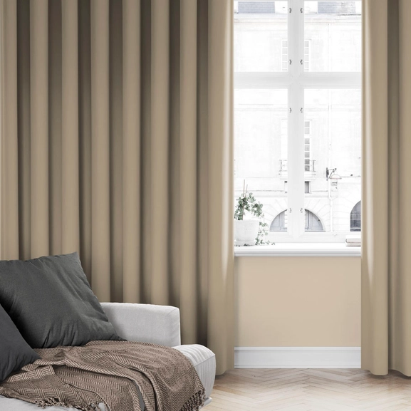 Curtain Svala, dim-out, beige, extra long and wide