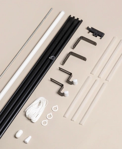 Komponenter i hissgardinssats Alu Dream svart