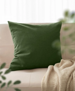 Mörkgrön kuddfodral i linneblandning