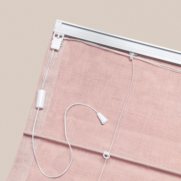 Baksidan på hissgardin med lina i tyg Malva, rosa