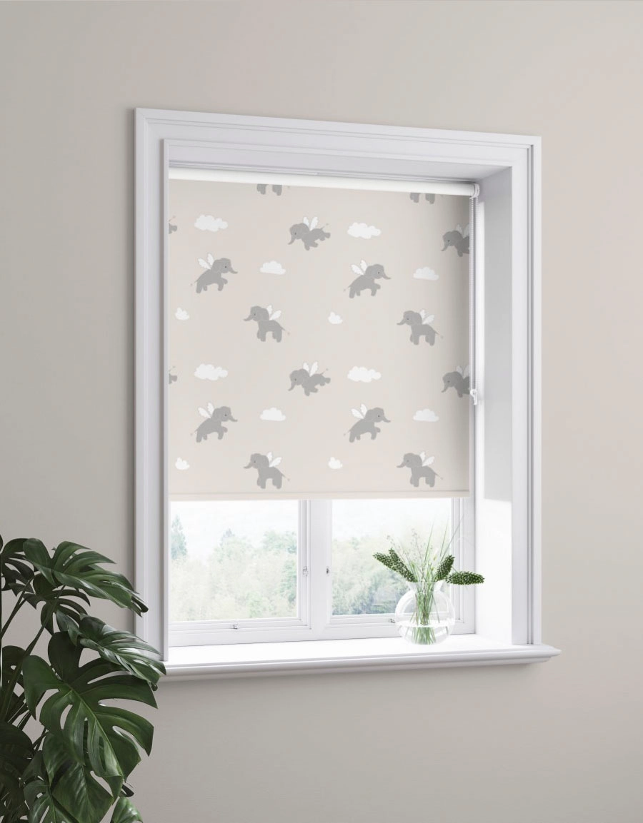 Elephant mörkläggande barnrullgardin, beige