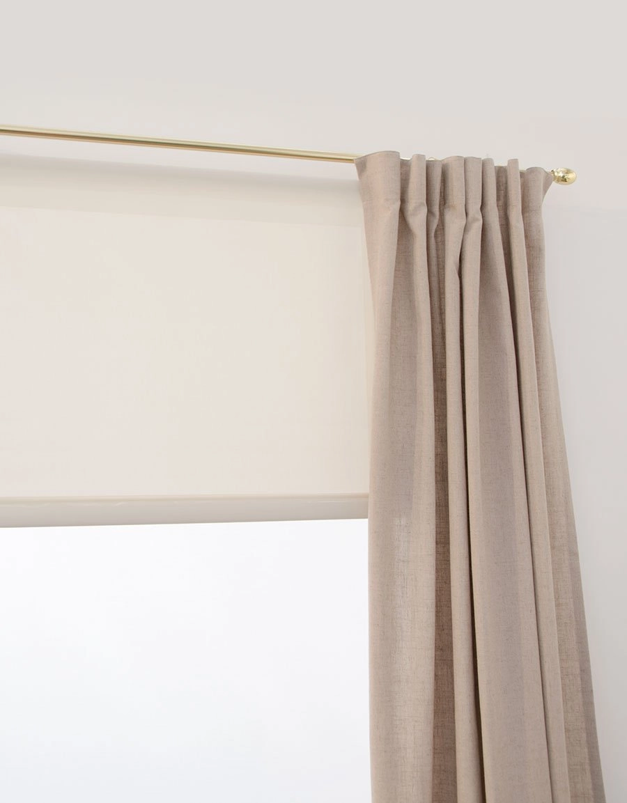 Screen roller blind beige Lina curtain brass