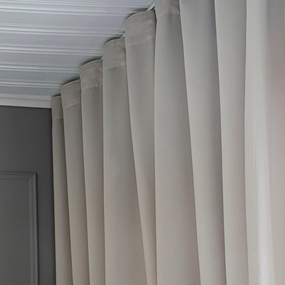 Flame retardant curtain LUTON, warm light grey, made-to-measure