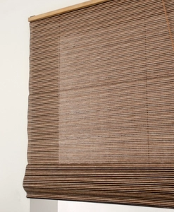 Pull-up/roll-up curtain, two-in-one, brown, striped