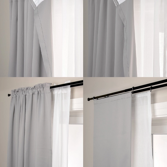 Olika upphängningssätt på gardinstång Modena