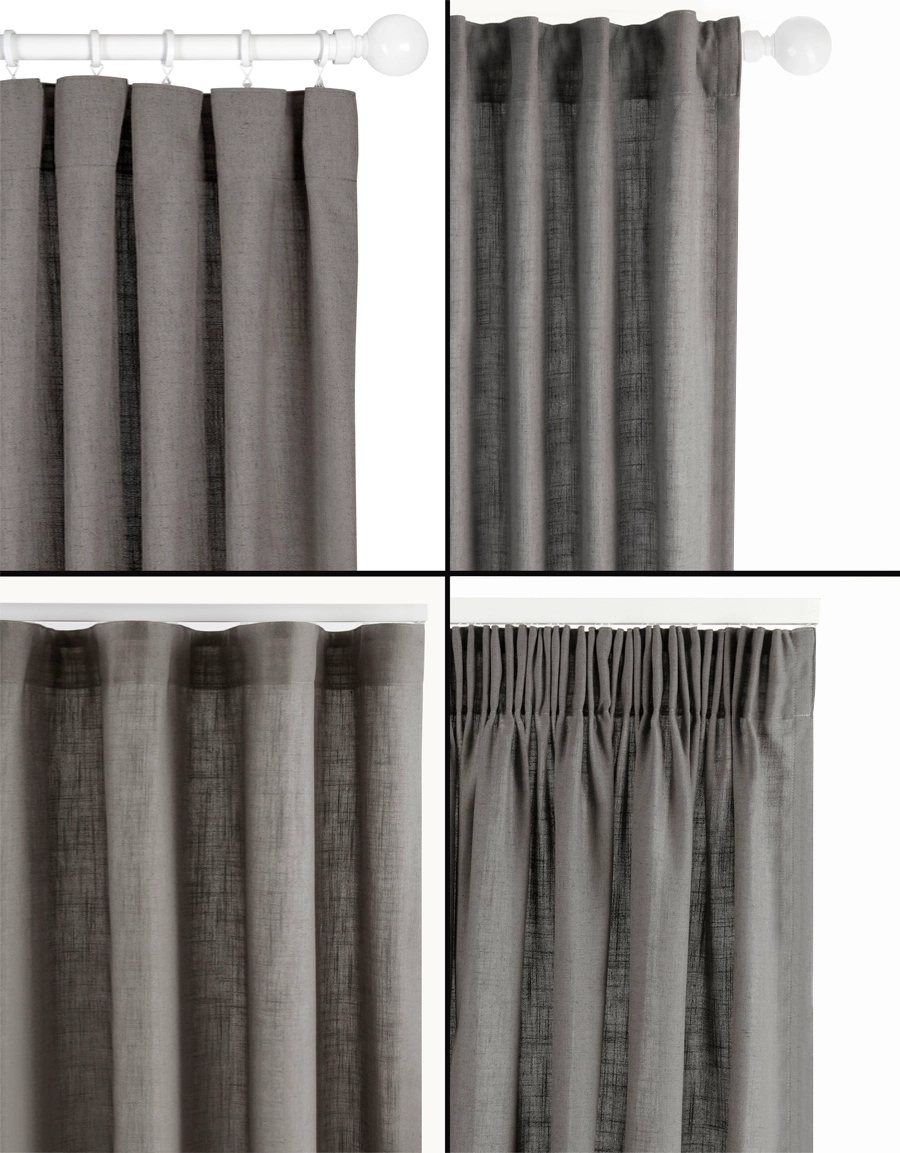 Olika upphängningssätt gardin Lina, mörkgrå