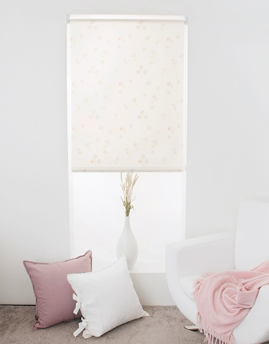 Rullgardin Bellis, rosa, måttillverkad, Hasta