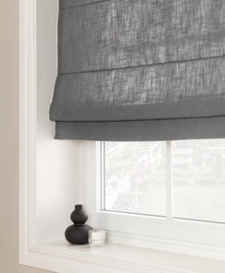 Mörkgrå hissgardin i linneblandning