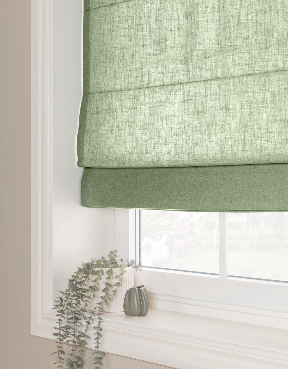 Grön hissgardin i linneblandning