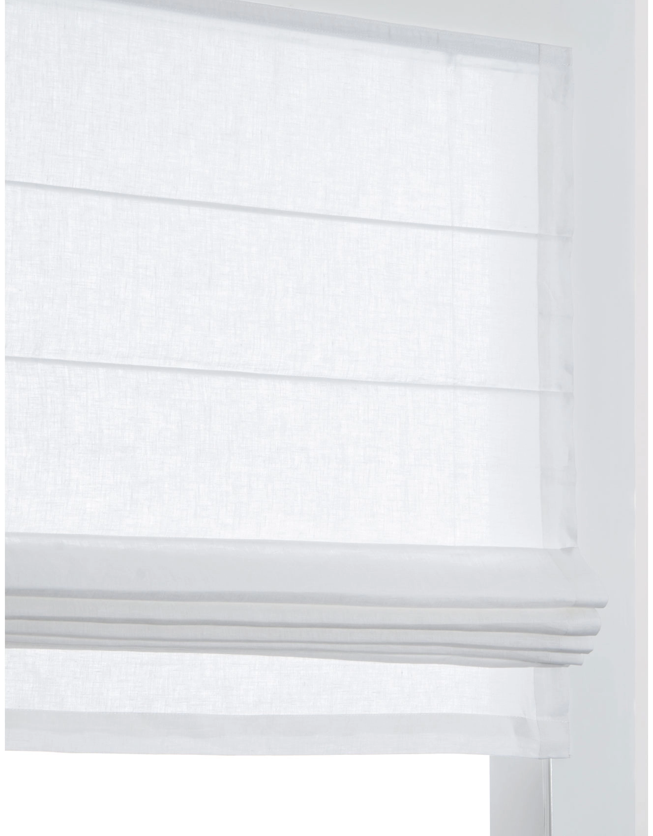 Linen pull-up curtain in white Hasta