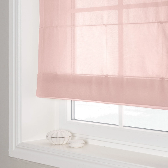 Transparent hissgardin Viska rosa med lina