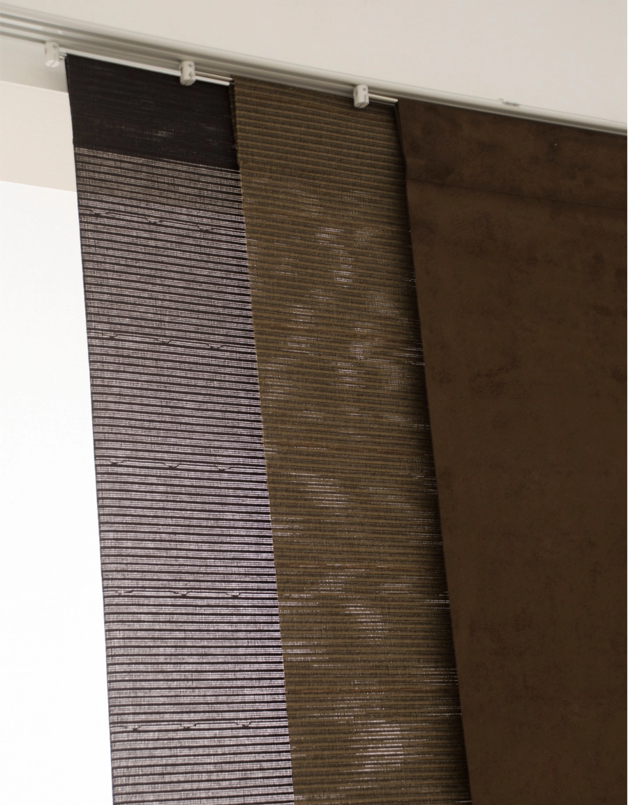 Panelgardin brun, mörkbrun, panelskena, HAsta