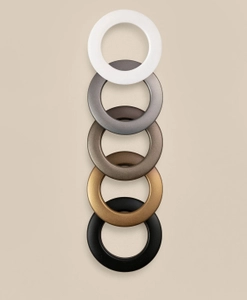 Öljetter till gardiner, i fem olika färger