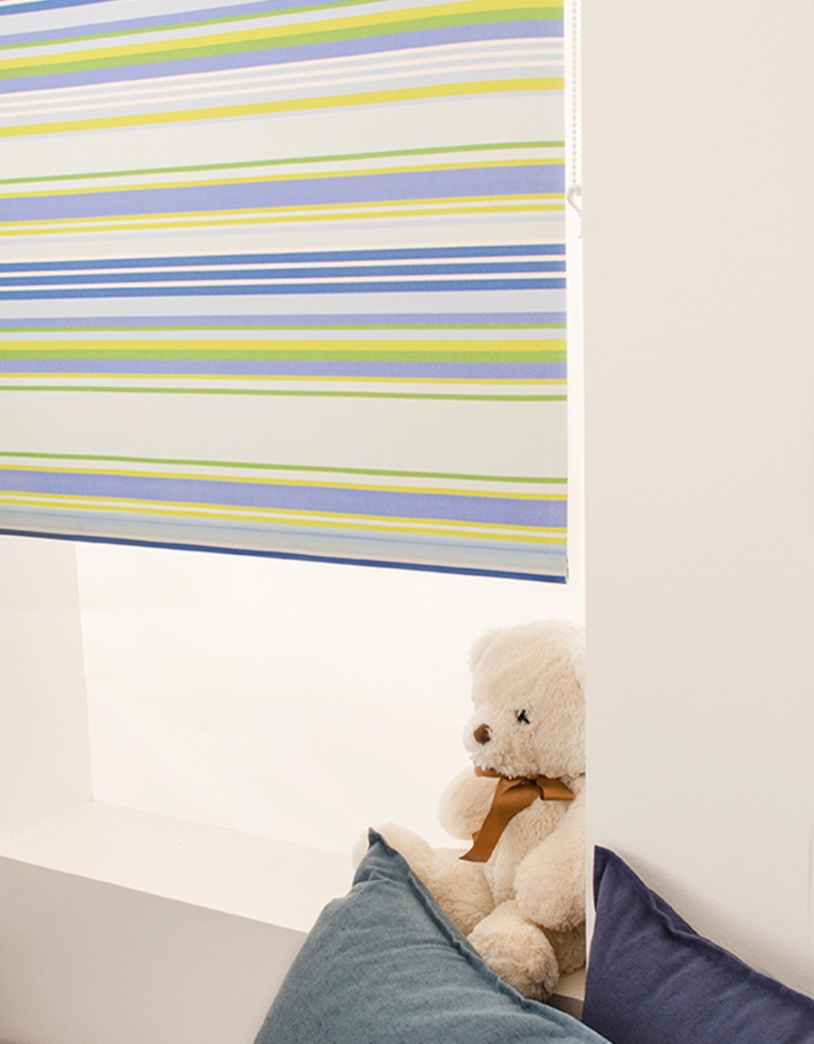 Rullgardin Stripe, blå/grön, måttillverkad
