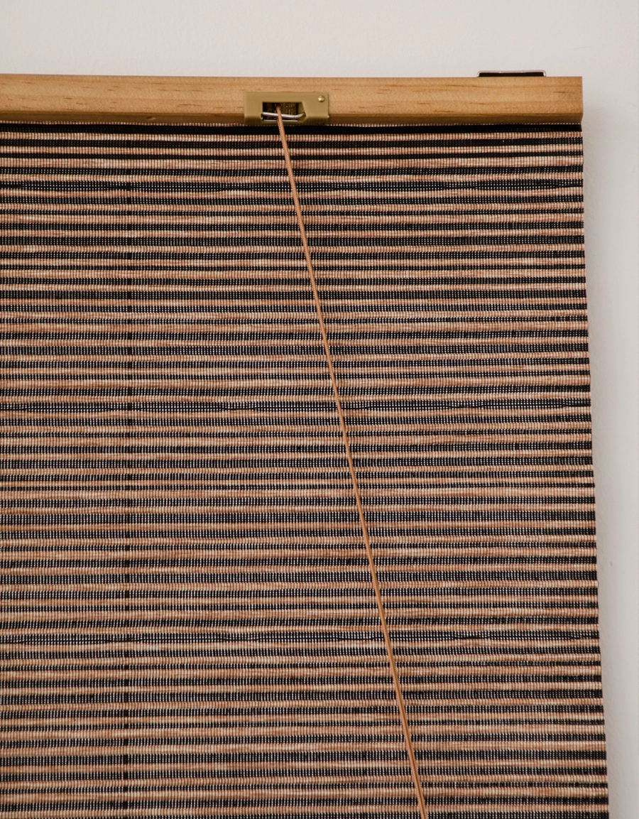 Pull-up/roll-up curtain, two-in-one, brown, striped