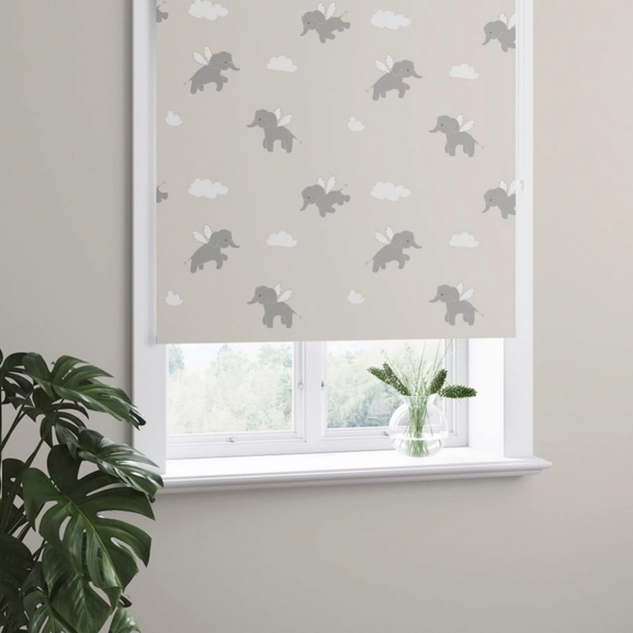 Elephant mörkläggande barnrullgardin, beige