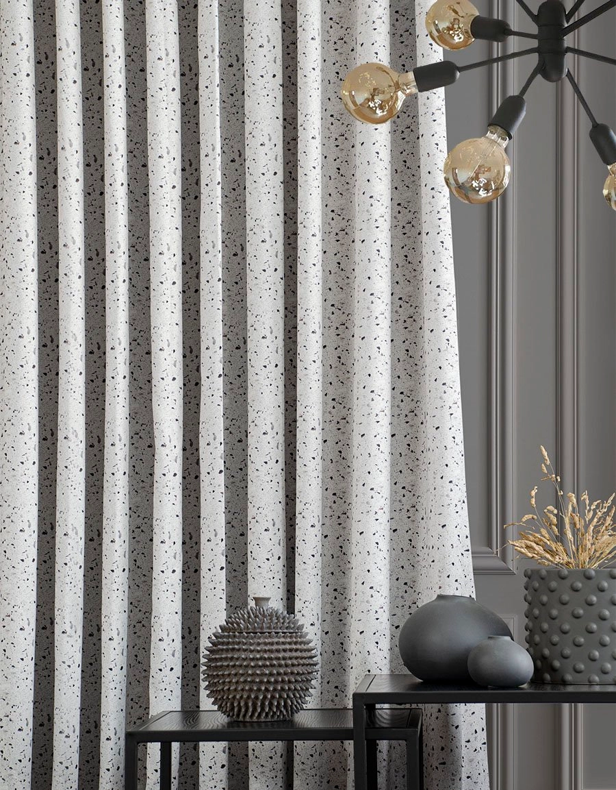 Måttillverkad gardin mörkläggande, Composite, vit/svart