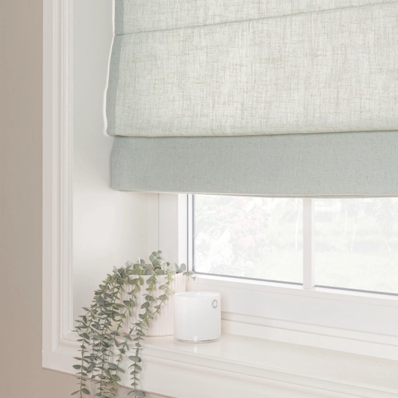 Ljus turkos hissgardin i linneblandning