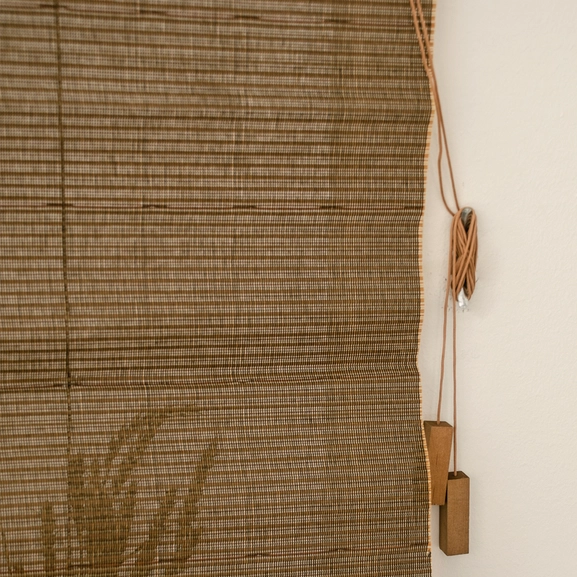 Roll-up/pull-up curtain, two-in-one, brown