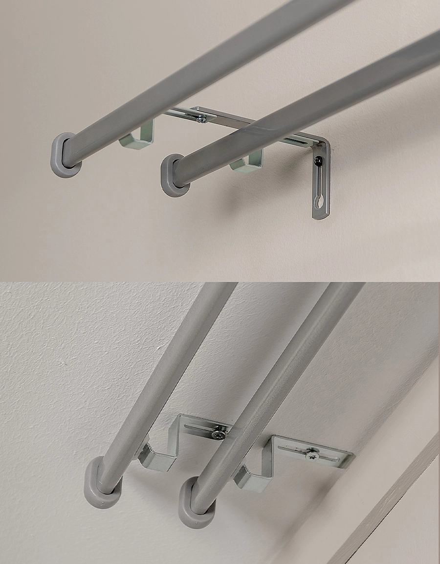 Montering på vägg och i tak, gardinstång Modena