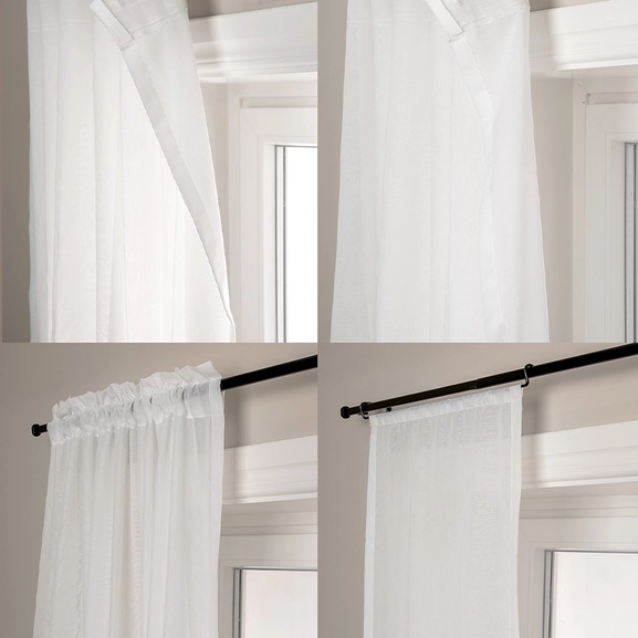 Olika upphängningssätt på gardinstång Modena