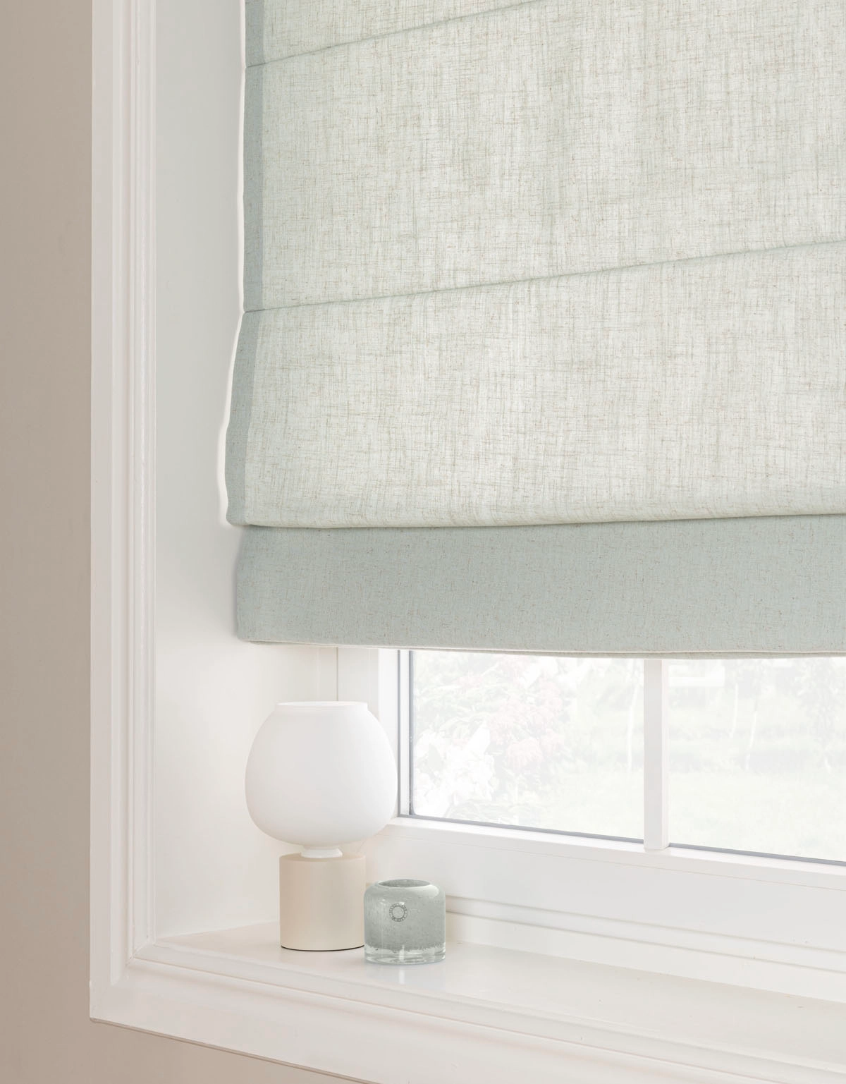 Ljus turkos hissgardin i linneblandning