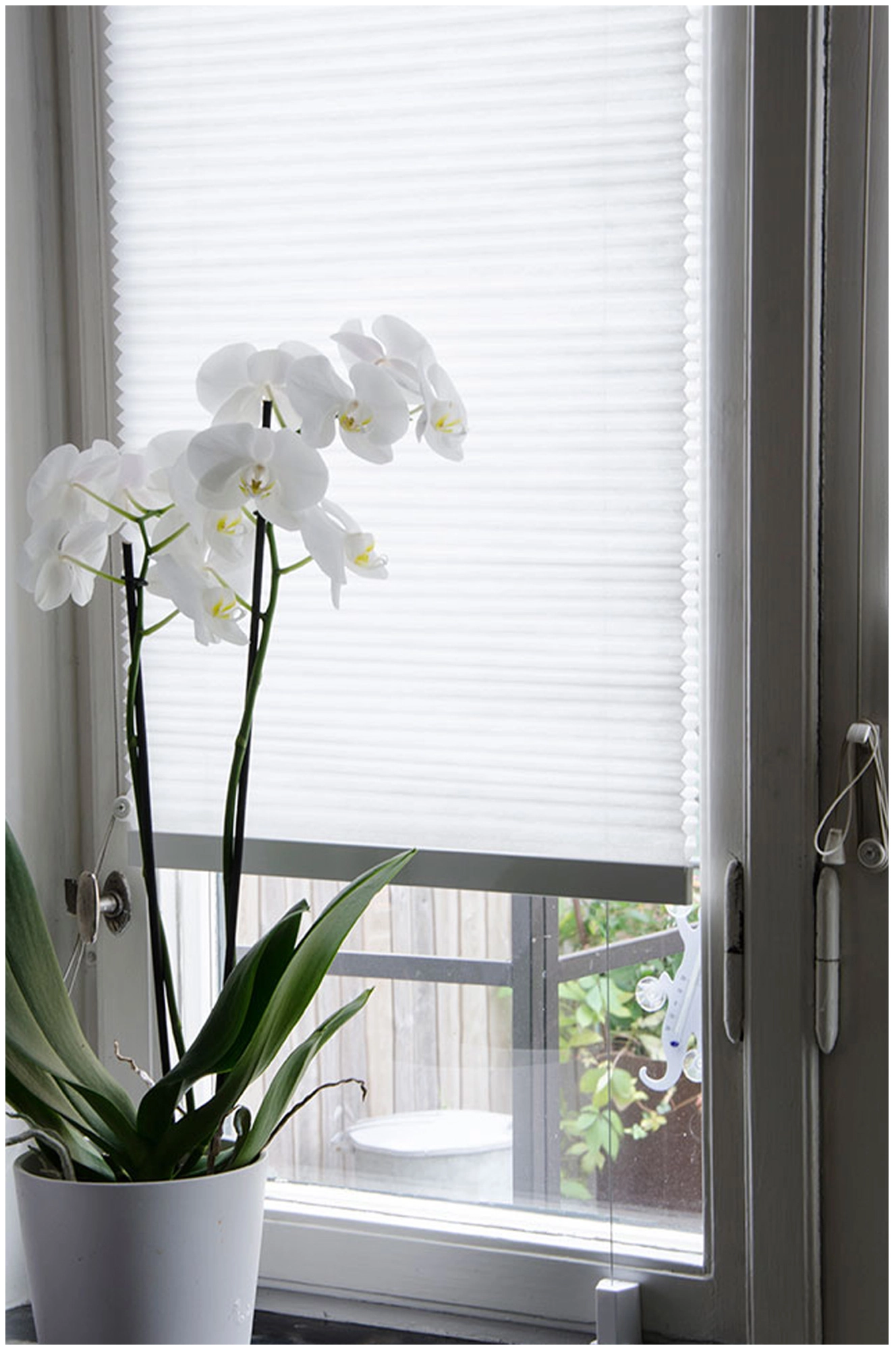 Skruvfri plisségardin, vit