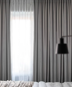 Made-to-measure hotel curtain Svala, dim-out, light grey