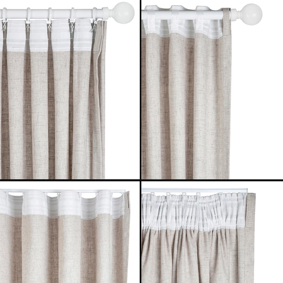 Olika upphängningssätt för gardin Lina