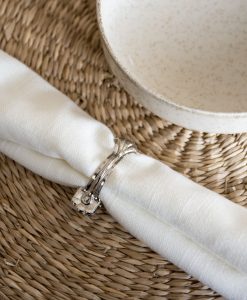 Servettring och dekorklämma, silver