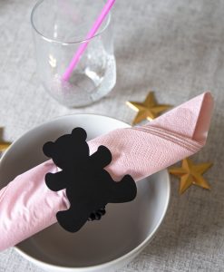 Servettring med figur Nalle, svart