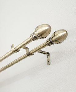Gardinstångsfäste dubbel, antikmässing, 16/19 mm