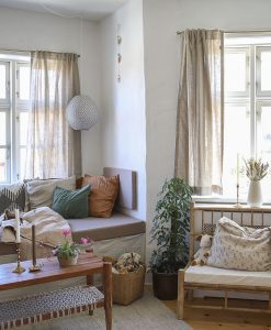 Gardin Lina, beige, måtillverkad