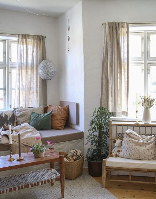 Gardin Lina, beige, måtillverkad