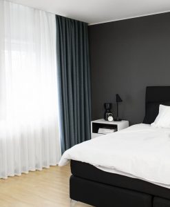 Hotellgardin blå måttillverkad mörkläggande Hasta