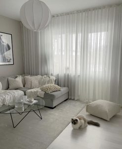 Måttillverkad hotellgardin Leo, transparent vit