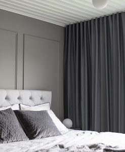 Måttillverkad hotellgardin, Mörkläggande, grå gardin Dokie