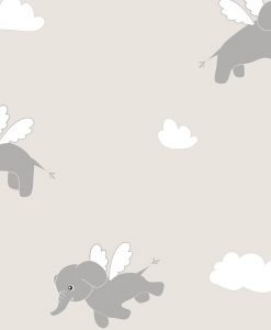 Måttillverkad gardin Elephant, 95% mörkläggande, beige/grå