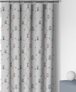 Måttillverkad gardin Owl, 95% mörkläggande, grå