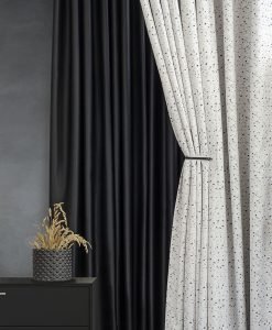Måttillverkad gardin mörkläggande, Composite, vit/svart